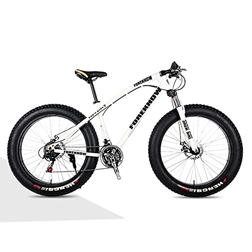 Fat Tyre Mountain Bike : SHANJ Men's and Women's Fat Tire Mountain Bikes, Adult Full Suspension Beach Snow MTB Bicycle, 20 / 24 / 26 Inche, 21-30 Speeds, Disc Brakes