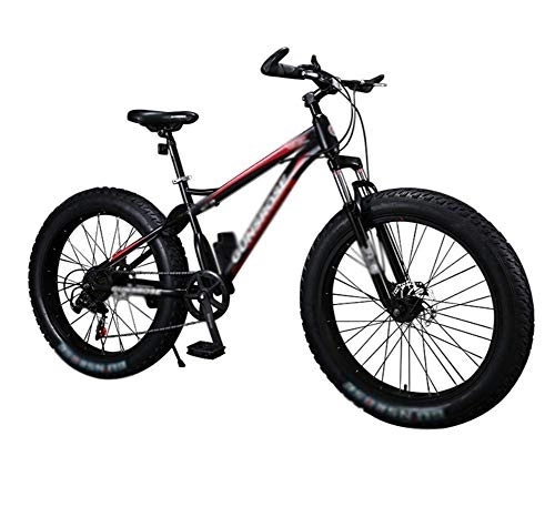 Fat Tyre Mountain Bike : Snowmobile, 24 Inch Adult Mountain Bike Upgrade High-Carbon Steel Frame, Aluminum Alloy Wheels Wide Tire, Disc Brake, Shock Absorber Student Bicycle Tire Brakes