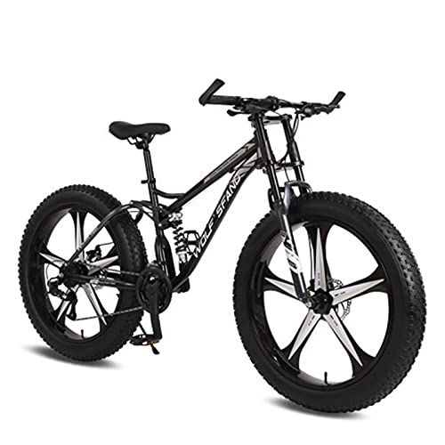 Fat Tyre Mountain Bike : STORY Bicycle 26 Inch 21 Speed Fat Mountain Bike Road Bikes Mtb Man Fat Bike Bmx Spring Fork Bicycle (Color : 5-gray Black)