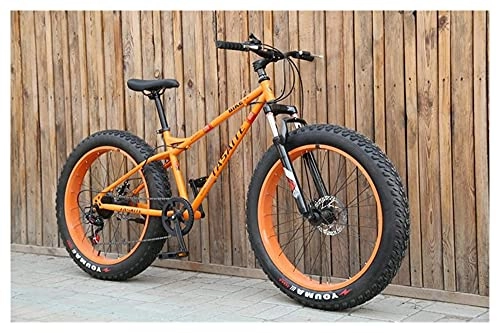 Fat Tyre Mountain Bike : STORY New Mountain Bike 4.0 Fat Tire Mountain Bicycle 24 / 26 Inch High Carbon Steel Beach Bicycle Snow Bike (Color : 26 inch orange, Size : 21 speed)