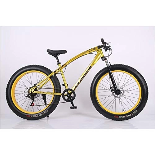 Fat Tyre Mountain Bike : Sucastle 26 Inch Road Mountain Bike Bikes Bicycle For Teens Of Adults Men And Women High Carbon Steel Frame Double Disc Brake Fat Tire Yellow (Size : 21speed)