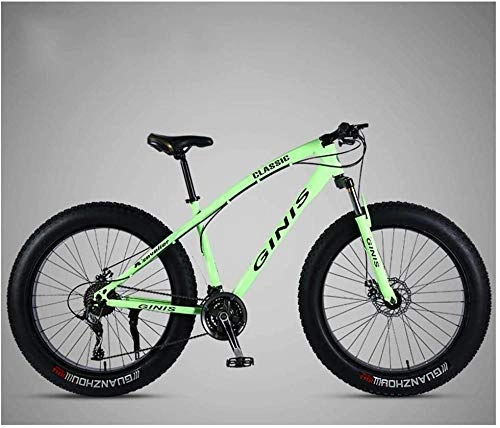 Fat Tyre Mountain Bike : Super Wind Speed Bike! 26 inch mountain bike frame made of carbon steel hardtail MTB Two disc brakes Fat tires Bicycle Ladies adult bicycles Black 30 Speed 3 Spoke-27 Speed Spoke_Green-SX003