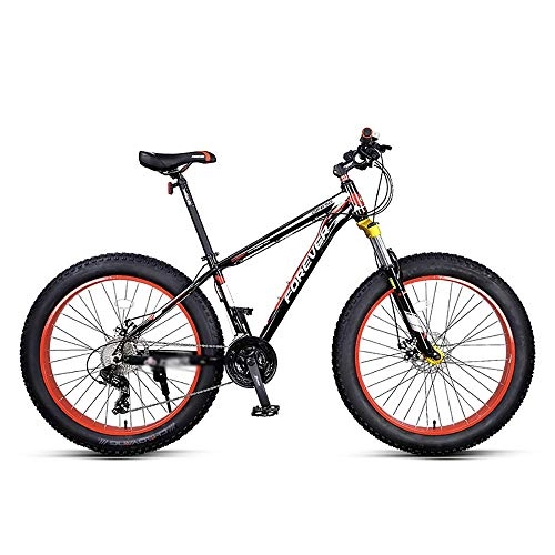 Fat Tyre Mountain Bike : SXC Mountain Bikes, 26 Inch Fat Tire Hardtail Mountain Bike, The Widened Aluminum Shoulder can Lock the Suspension Fork, 26 inch 27 speed, Men and Women General