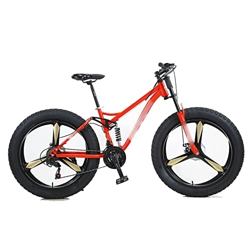 Fat Tyre Mountain Bike : TABKER Bike Mountain Bike Gravel Bike Bicycles Student Variable Speed Beach Snowmobile Wide Tires Fat Tires (Color : Red)