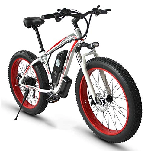 Fat Tyre Mountain Bike : TANCEQI Electric Bike for Adults, Ebike Bicycle Commute with 350W Motor, 26 Inch 48V E-Bike, City Bicycle, Men's Dual Disc Brake Hardtail Mountain Bike, High-Carbon Steel Frame E-Bike, Red