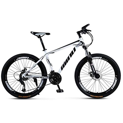 Fat Tyre Mountain Bike : Tbagem-Yjr 26 Inch Disc Brake Damping Bicycle, Hard Mountain Bike Steel Frame City Road Bicycle (Color : White black, Size : 30 speed)