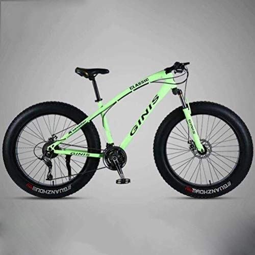 Fat Tyre Mountain Bike : Tbagem-Yjr 26 Inch High-carbon Steel Mountain Bicycle - Hardtail Mountain Bikes For Adults (Color : Green, Size : 24 speed)