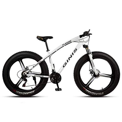 Fat Tyre Mountain Bike : Tbagem-Yjr Absorption Mountain Bicycle - Dual Suspension Mountain Bikes Sports Leisure mens MTB (Color : White, Size : 30 speed)