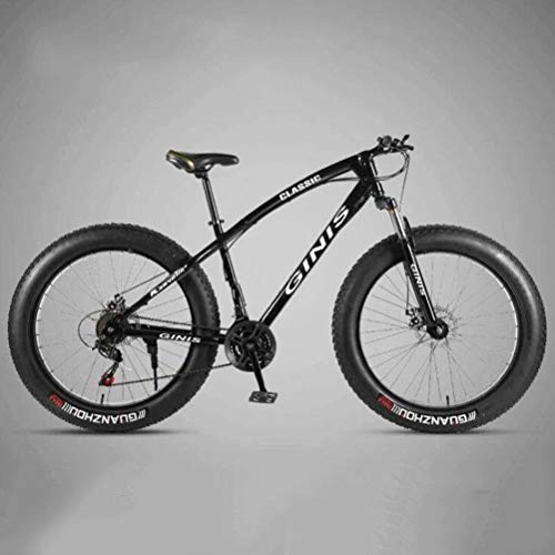 Fat Tyre Mountain Bike : Tbagem-Yjr Hardtail Mountain Bikes - 26 Inch High-carbon Steel Dual Disc Brakes Sports Leisure City Road Bicycle (Color : Black, Size : 24 speed)