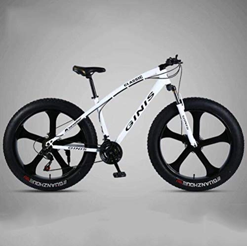 Fat Tyre Mountain Bike : Tbagem-Yjr Men And Women Riding Damping Mountain Bike, City Road Bicycle Mens MTB For Adults (Color : White, Size : 24 speed)