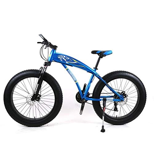 Fat Tyre Mountain Bike : Tbagem-Yjr Mountain Bike, 7 / 21 / 24 / 27 Speeds 24 Inch Shock Absorption Road Bicycle Sports Leisure (Color : Blue, Size : 27 Speed)
