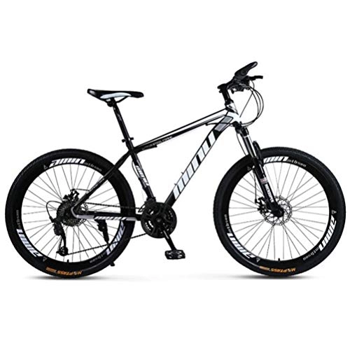 Fat Tyre Mountain Bike : Tbagem-Yjr Mountain Bike, Dual Disc Brake Bike Dual Suspension 26 Inch Wheel Boy Ravine Bicycle (Color : Black white, Size : 21 speed)