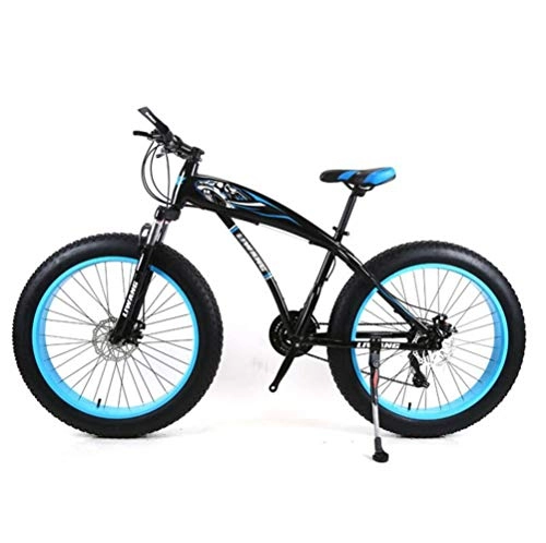 Fat Tyre Mountain Bike : Tbagem-Yjr Mountain Bike Off-Road Cycling, 24 Inch Variable Speed Shock Absorption Road Bicycle Sports (Color : Black blue, Size : 27 Speed)