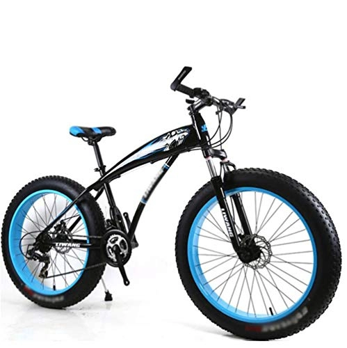 Fat Tyre Mountain Bike : Tbagem-Yjr Mountain Road Bicycle Cycling, Aluminum Alloy 24 Inch Shock Absorption Bike Sports Unisex (Color : Black blue, Size : 21 Speed)