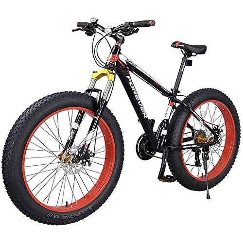 Fat Tyre Mountain Bike : TIANQIZ Speed mountain Bike 26 * 4.0 Inches Fat Tire Adult Bike Suspension Fork With All-terrain Trail Bike / Dual Disc Brakes Aluminum Frame MTB Bike Snow Bike (Color : Black)