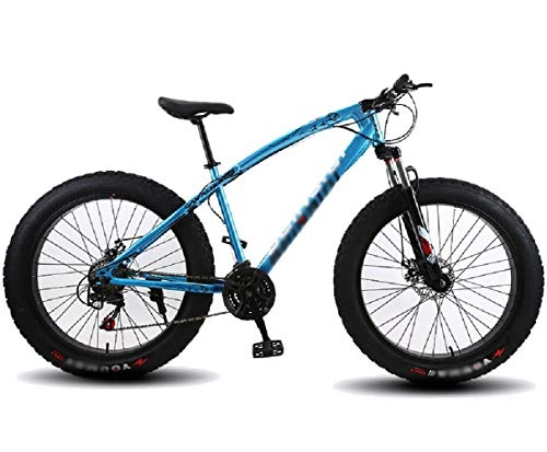 Fat Tyre Mountain Bike : TSTZJ 26inch Fat Tire Bike 7 Speeds Beach Mountain Variable Speed Bike Shock Absorption Snowmobile 4.0 Widened Big Tire Off-Road Bicycle, blue- 26 inches 24 speeds