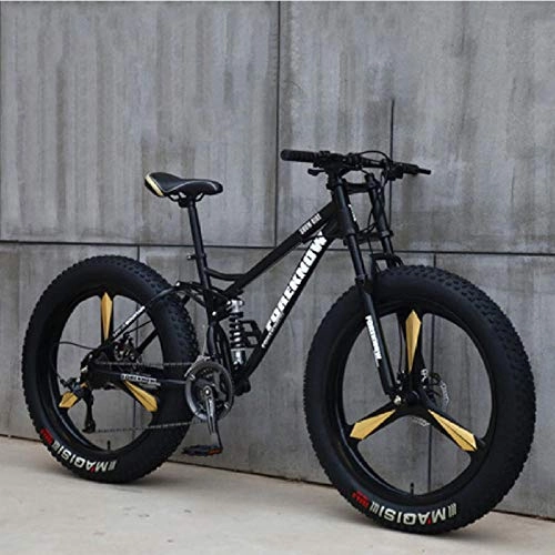 Fat Tyre Mountain Bike : U / A Fixed Gear Bike Aluminum Alloy Frame Fat Bicycle 26 Inches 21 / 24 / 27 Speed Off Road Beach Mountain Bike Adult Super Wide Tires Men And Women Cycling Students-Black_24_Speed