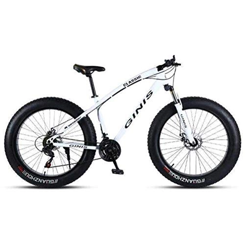 Fat Tyre Mountain Bike : Ultra-wide Tire Mountain Bike - White Commuter City Hardtail Bicycle For Adults (Size : 30 speed)