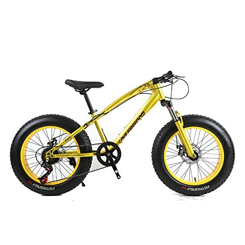Fat Tyre Mountain Bike : Unisex Hardtail Mountain Bike 7 / 21 / 24 / 27 Speeds 26 inch Fat Tire Road Bicycle Snow Bike / Beach Bike With Disc Brakes and Suspension Fork, Gold, 27Speed