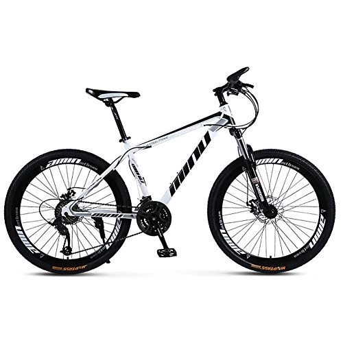 Fat Tyre Mountain Bike : Unisex Hardtail Mountain Bike High-carbon Steel Frame MTB Bike 26inch Mountain Bike 21 / 24 / 27 / 30 Speeds With Disc Brakes and Suspension Fork, White, 30Speed