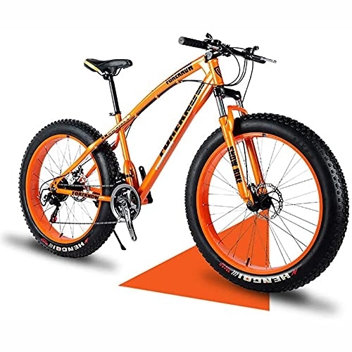 Fat Tyre Mountain Bike : UYHF 24" Mountain Bikes, 24 Speed Bicycle, Adult Fat Tire Mountain Trail Bike, Snow Bike, High-carbon Steel Frame Dual Full Suspension Dual Disc Brake orange-27speed