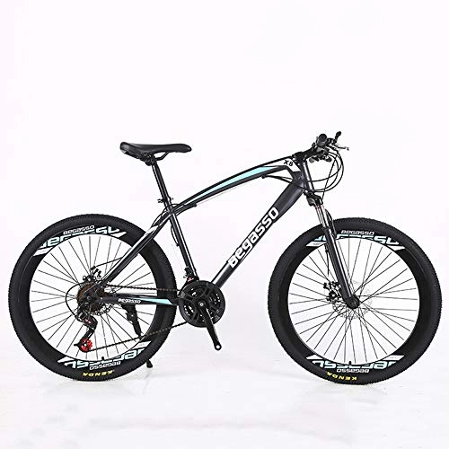 Fat Tyre Mountain Bike : VANYA 24 Speed Mountain Bike lightweight Shock Absorption 24 / 26 Inch Double Disc Brakes Off-Road Adult Bicycle, Black, 24inches