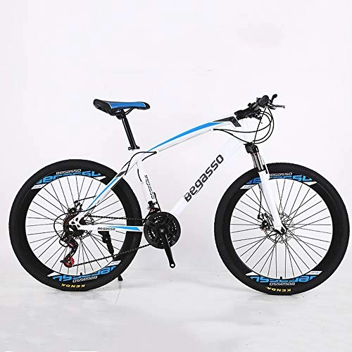 Fat Tyre Mountain Bike : VANYA Adult Mountain Bike 27 Speed Disc Brake Commuter Bicycle Shock Absorption Variable Speed Cycle 24" 26", Blue, 24inches