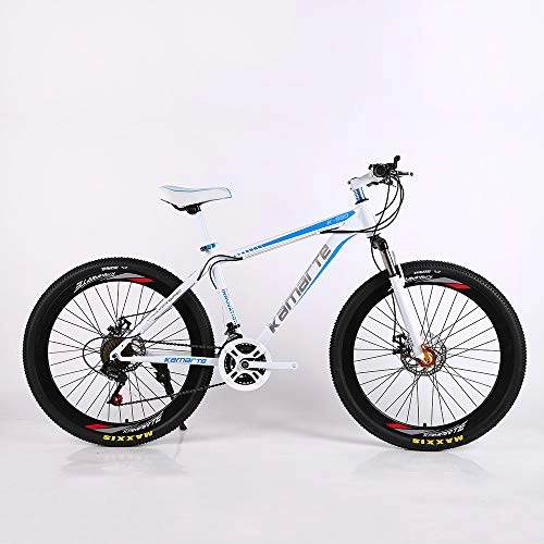 Fat Tyre Mountain Bike : VANYA Mountain Bicycle 24 / 26" High Carbon Steel Frame 24 Speed Shock Absorption Double Disc Brakes Off-Road Bike, Blue, 24inches