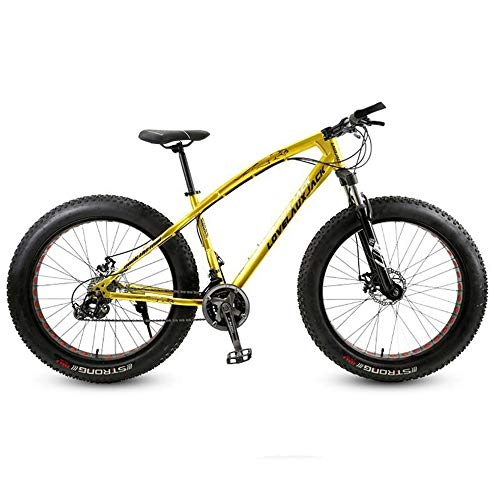 Fat Tyre Mountain Bike : VANYA Mountain Bike 26 Inches 27 Speeds Off-Road Beach Bike Snowmobile 4.0 Big Tire Wide Tire Adult Bicycle, Yellow
