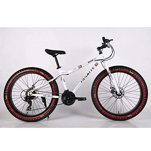 Fat Tyre Mountain Bike : VANYA Mountain Bike 26 Inches 30 Speed Off-Road Beach Bike Snowmobile 4.0 Big Tire Wide Tire Adult Bicycle, White