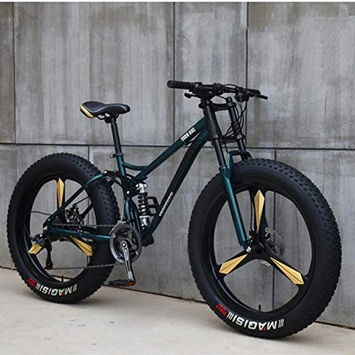 Fat Tyre Mountain Bike : Variable Speed Mountain Bikes, 26 Inch Fat Tire Hardtail Mountain Bike, Super Wide 4.0 Big Tires Dual Suspension Frame And Suspension Fork All Terrain Mountain Bike, cyan, 26inch 7speed