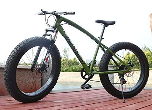 Fat Tyre Mountain Bike : WANG-L 24 / 26 Inch Mountain Bikes Snowmobile 4.0 Widened Big Tire Variable Speed Fat Tire Bike Shock Absorption ATV MTB Bicycle, Green-24inch / 30speed