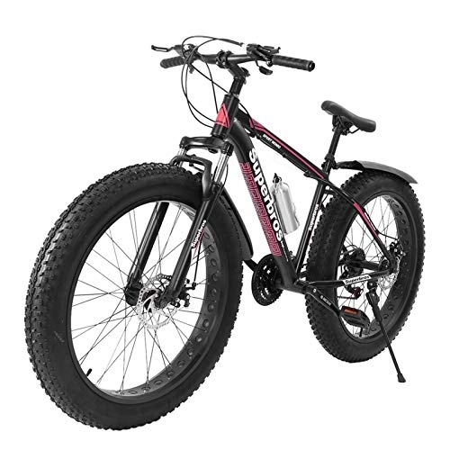 Fat Tyre Mountain Bike : WIYP Fat Tire Mens Mountain Bike 21 Speed Mountain Bike 17inch Bike Fat Tire Beach Bicycle Shock Absorbe Bicycle#S (Color : Black)