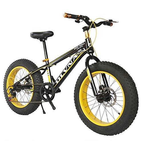Fat Tyre Mountain Bike : WJH Variable Speed Mountain Bike Student Sports Bicycle Shock Absorption Fat Tire Mens Mountain Bike, High-Tensile Steel Frame, 7-Speed20 Inch 26 Inch, F, 20Inch