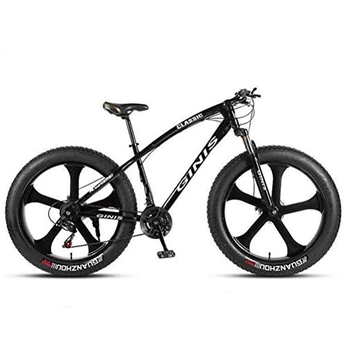 Fat Tyre Mountain Bike : WJSW Sports Leisure Adult Hardtail Mountain Bikes, Dual Suspension Mountain City Road Bicycle (Color : Black, Size : 24 speed)