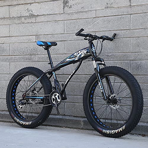 Fat Tyre Mountain Bike : WLWLEO 26 Inch Mountain Bike - All-Terrain Fat Tire Mountain Bike Adult Bicycle with Suspension Fork, Front and Rear Disc Brakes, Snow Anti-Slip Bike, C, 24 speed