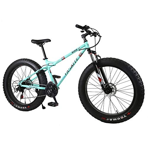 Fat Tyre Mountain Bike : WQY Mountain Bike 4.0 Fat Tire Mountain Bicycle 26 Inch High Carbon Steel Beach Bicycle Snow Bike, Blue, 21 speed