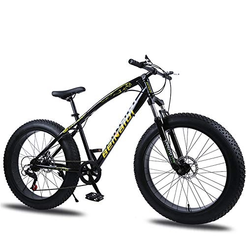 Fat Tyre Mountain Bike : WYX 7Speed 24 / 26In Fat Bike Mountain Bike Snow Bicycle Shock Suspension Bicycle Snow Bikes Front And Rear Mechanical Disc Brake, b, 26"× 7 speed