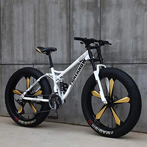 Fat Tyre Mountain Bike : WYX Beach Bicycle MTB 26In Speed Off Road Dual Disc Brake Snow Bicycle 7 / 21 / 24 / 27 Speed Fat Bikes Double Suspension Cycling Mountain Bike, b, 26"× 21speed