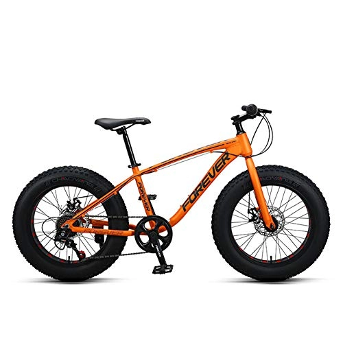 Fat Tyre Mountain Bike : XHJZ Fat Tire Kids Mountain Bike, 20-Inch / Aluminum alloy Frame, 7-Speed, ATV adult student youth cycling, Orange