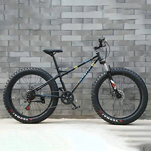 Fat Tyre Mountain Bike : XIAOFEI 26-Inch Snow Bike / Double Disc Brake Variable Speed Bike 4.0 Aluminum Alloy Super Thick Rim Snow Bike, Full-Shock Adult Fat Tire Road Speed, Black