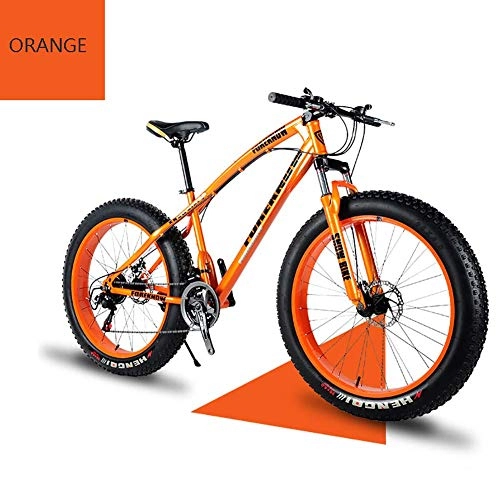 Fat Tyre Mountain Bike : XIAOFEI High Grade Style 'Snow Bike Cycle Fat Tyre, 26 / 24 Inch Double Disc Brake Mountain Snow Beach Fat Tire Variable Speed Bicycle, Bike Features Lasting Tyres, Orange, 26