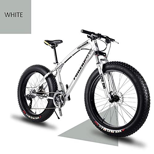 Fat Tyre Mountain Bike : XIAOFEI High Grade Style 'Snow Bike Cycle Fat Tyre, 26 / 24 Inch Double Disc Brake Mountain Snow Beach Fat Tire Variable Speed Bicycle, Bike Features Lasting Tyres, White, 24