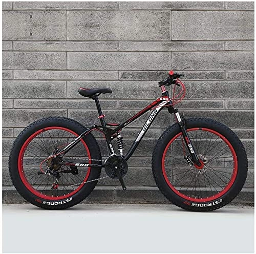Fat Tyre Mountain Bike : XinQing Mens Womens Mountain Bikes, High-Carbon Steel Frame, Dual Disc Brake Hardtail Mountain Bike, 26 Inch 27 Speed