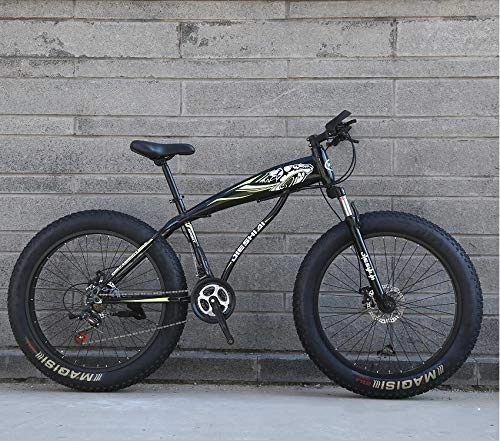 Fat Tyre Mountain Bike : XMB 26 inch off-road bicycles, Adult Dual disc brake men and women mountain bikes with full suspension, fat tires high carbon steel suspension youth men and women mountain bikes (21-speed)