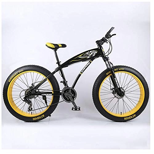 Fat Tyre Mountain Bike : XMB 26 inch off-road bicycles, Dual disc brake men and women mountain bikes with full suspension, fat tires high carbon steel suspension youth men and women mountain bikes (24-speed)