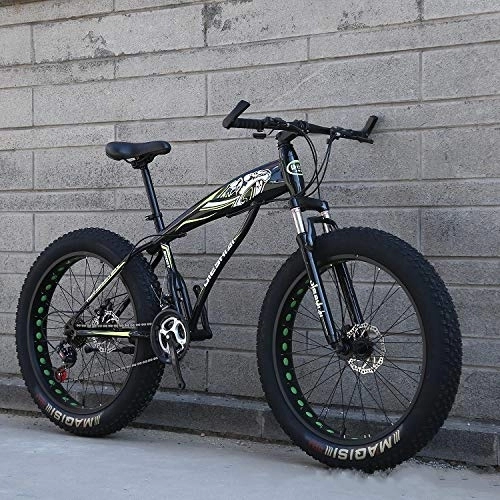 Fat Tyre Mountain Bike : xmb Dual disc brake Adult off-road bicycles, men and women mountain bikes with full suspension, fat tires high carbon steel suspension youth men and women mountain bikes (27-speed)