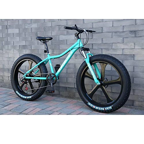 Fat Tyre Mountain Bike : XNEQ 26 Inch Variable Speed Mountain Bike, 4.0 Wide Tire Beach Snowmobile, 7 / 21 / 24 / 27 / 30 Speed, Removable, Blue, 24