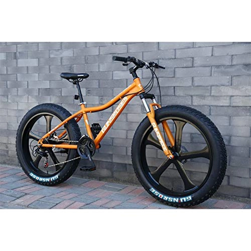 Fat Tyre Mountain Bike : XNEQ 26 Inch Variable Speed Mountain Bike, 4.0 Wide Tire Beach Snowmobile, 7 / 21 / 24 / 27 / 30 Speed, Removable, Orange, 21