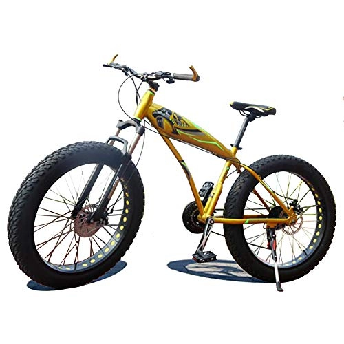 Fat Tyre Mountain Bike : XNEQ 4.0 Wide Tire Thick Wheel Mountain Bike, Snowmobile ATV Off-Road Bicycle, 24 Inch-7 / 21 / 24 / 27 / 30 Speed, Gold, 7